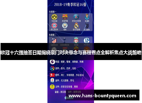欧冠十六强抽签日期揭晓豪门对决悬念与赛程看点全解析焦点大战前瞻