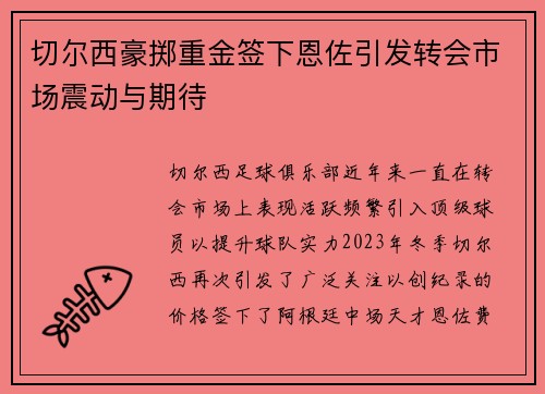 切尔西豪掷重金签下恩佐引发转会市场震动与期待